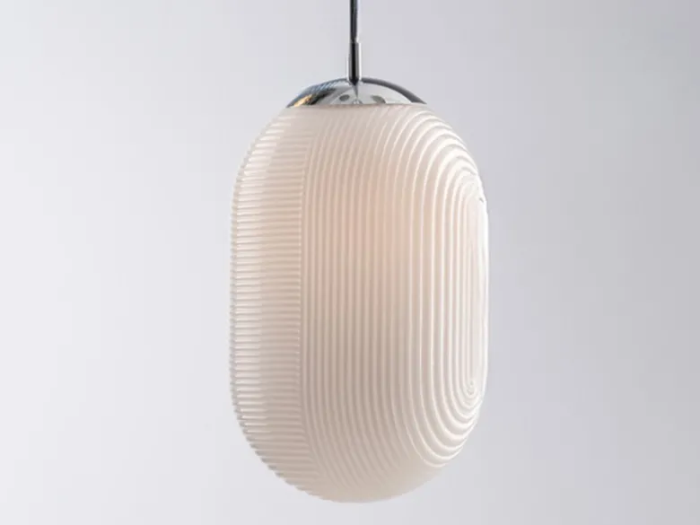 LED Pendelleuchte einflammig mit Relief Milchglas Lampenschirm Weiß, Ø 23cm