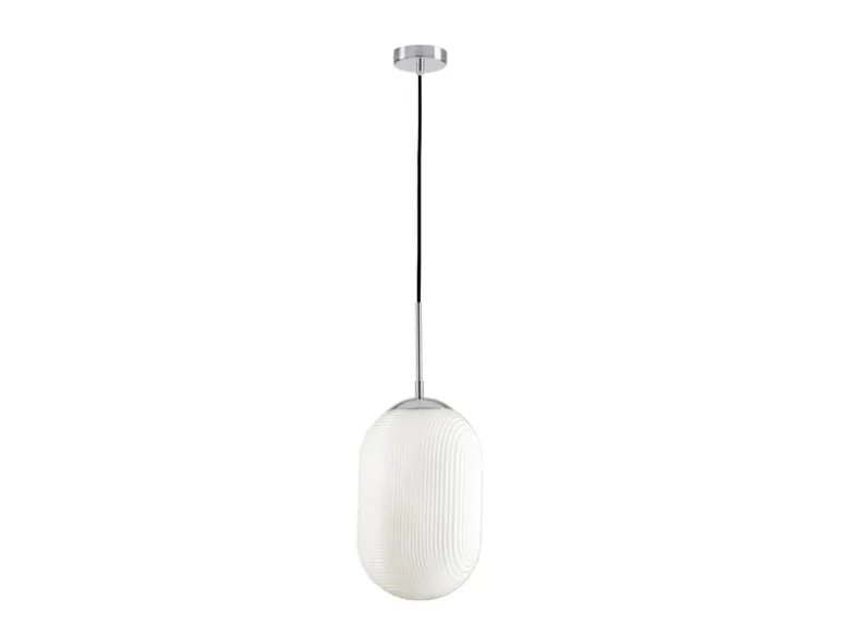 LED Pendelleuchte einflammig mit Relief Milchglas Lampenschirm Weiß, Ø 23cm