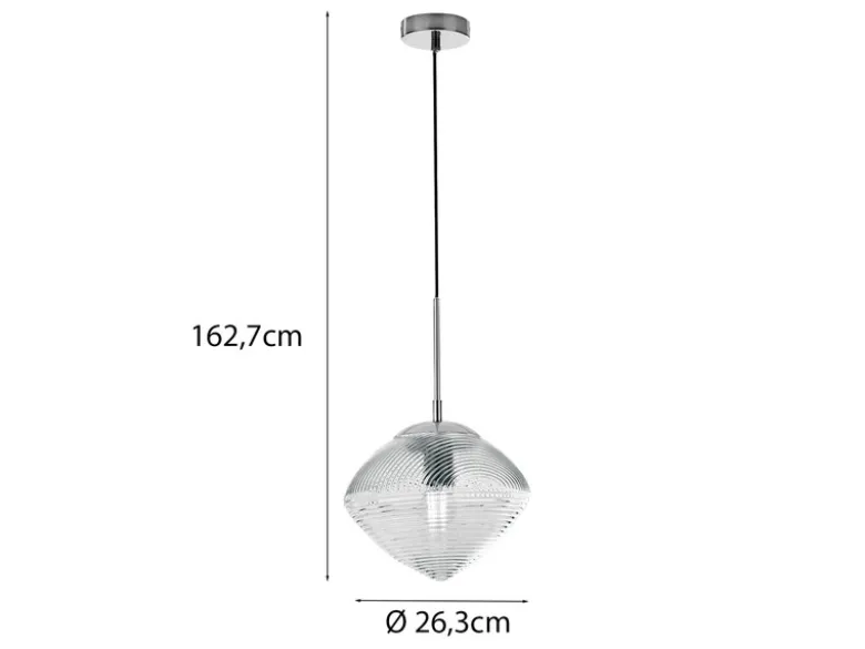 LED Pendelleuchte einflammig mit Relief Glasschirm in Blau, Ø 26cm