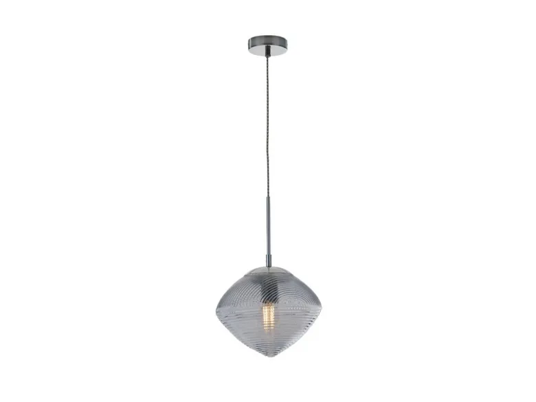 LED Pendelleuchte einflammig mit Relief Glasschirm in Blau, Ø 26cm