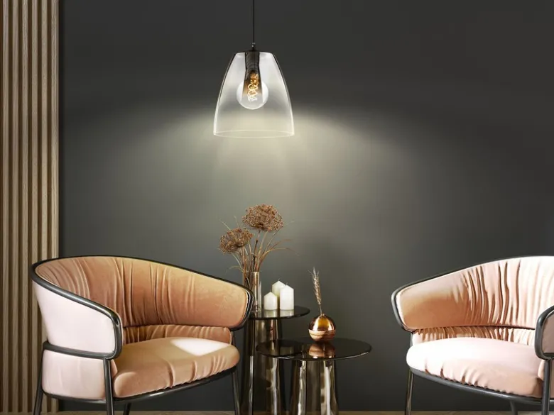 LED Pendelleuchte einflammig dimmbar Schwarz Rauchglas, Ø 20cm