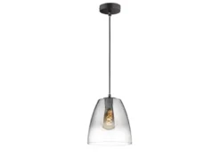 LED Pendelleuchte einflammig dimmbar Schwarz Rauchglas, Ø 20cm