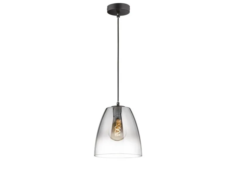 LED Pendelleuchte einflammig dimmbar Schwarz Rauchglas, Ø 20cm
