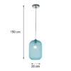 LED Pendelleuchte einflammig Kristall Glasschirm in Blau, Ø 20cm