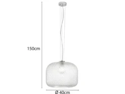 LED Pendelleuchte einflammig Kristall Glasschirm Klarglas, Ø 40cm