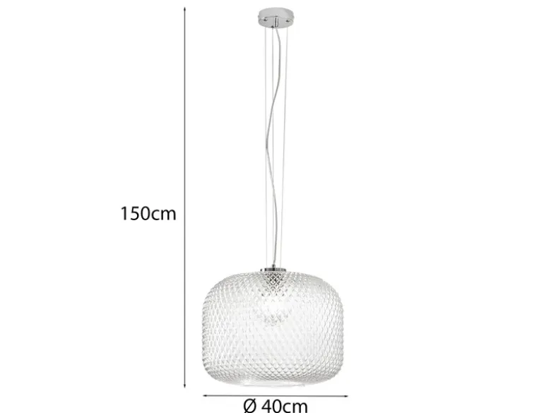 LED Pendelleuchte einflammig Kristall Glasschirm Klarglas, Ø 40cm