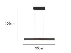 LED Pendelleuchte EMERSON höhenverstellbar & dimmbar, Schwarz, Breite 95cm