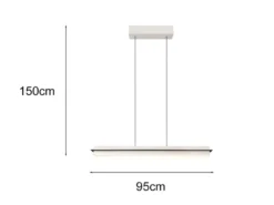 LED Pendelleuchte EMERSON höhenverstellbar & dimmbar, Hellgrau, Breite 95cm