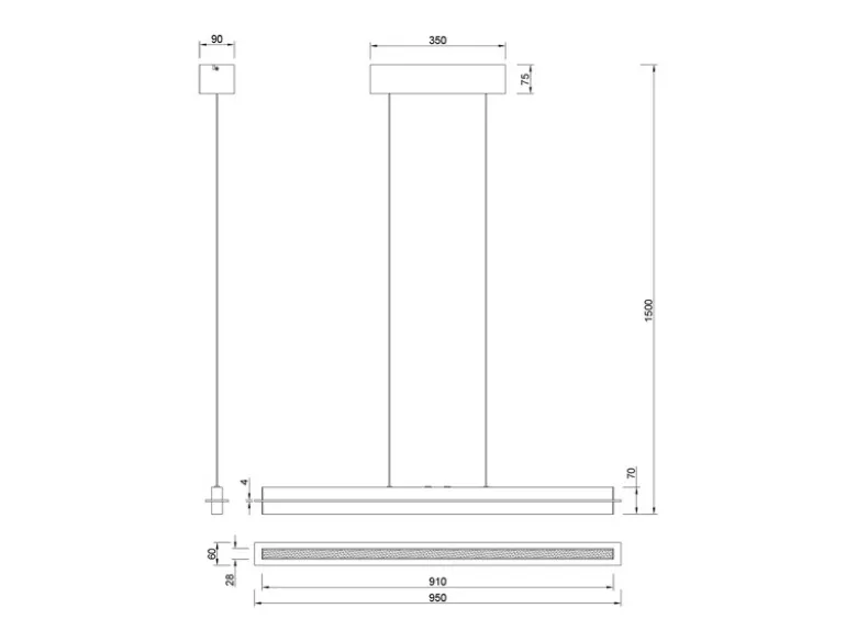LED Pendelleuchte EMERSON höhenverstellbar & dimmbar, Hellgrau, Breite 95cm