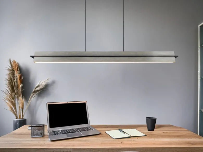 LED Pendelleuchte EMERSON höhenverstellbar & dimmbar, Silber, Breite 95cm