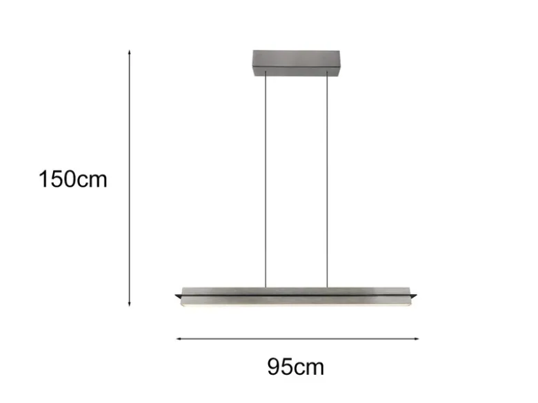 LED Pendelleuchte EMERSON höhenverstellbar & dimmbar, Silber, Breite 95cm