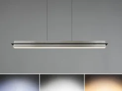 LED Pendelleuchte EMERSON höhenverstellbar & dimmbar, Silber, Breite 95cm