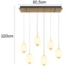 LED Pendelleuchte EWALD 6-flammig aus Metall Messing & Opalglas, B: 80,5cm