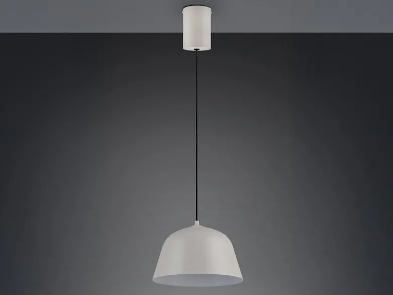 LED Pendelleuchte 1-flammig aus Metall höhenverstellbar in Hellgrau, Ø 30cm