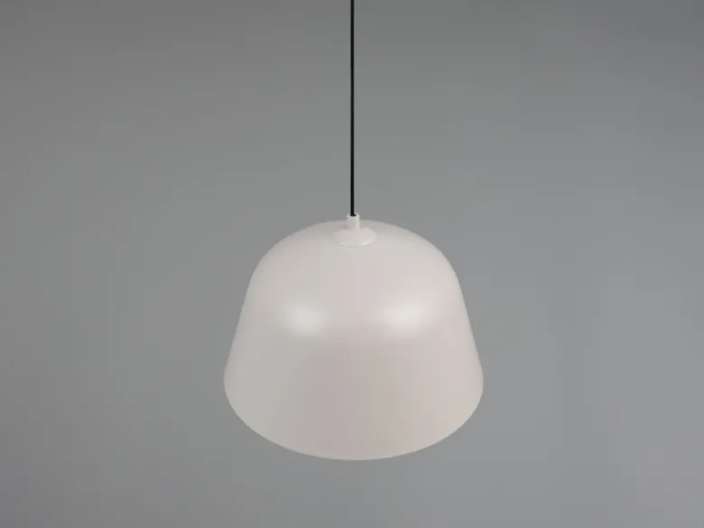 LED Pendelleuchte 1-flammig aus Metall höhenverstellbar in Hellgrau, Ø 30cm