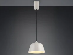 LED Pendelleuchte 1-flammig aus Metall höhenverstellbar in Hellgrau, Ø 30cm