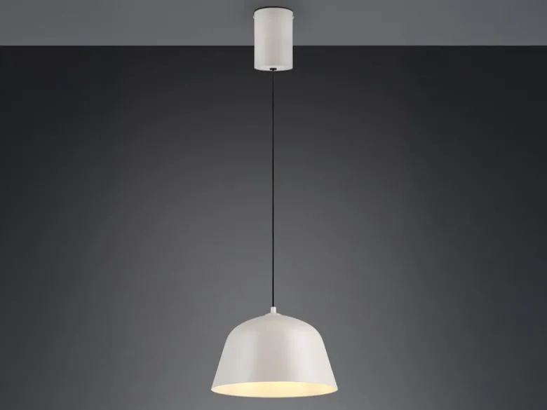 LED Pendelleuchte 1-flammig aus Metall höhenverstellbar in Hellgrau, Ø 30cm