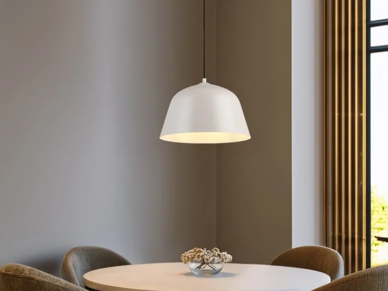 LED Pendelleuchte 1-flammig aus Metall höhenverstellbar in Hellgrau, Ø 30cm
