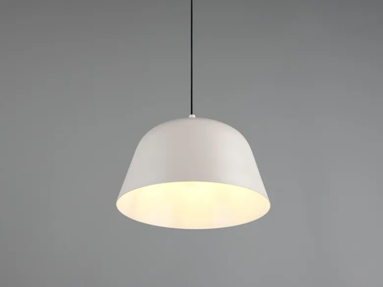 LED Pendelleuchte 1-flammig aus Metall höhenverstellbar in Hellgrau, Ø 30cm