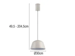 LED Pendelleuchte 1-flammig aus Metall höhenverstellbar in Hellgrau, Ø 30cm
