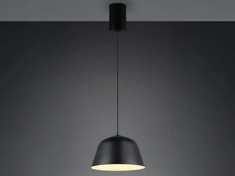 LED Pendelleuchte 1-flammig aus Metall höhenverstellbar in Schwarz, Ø 30cm