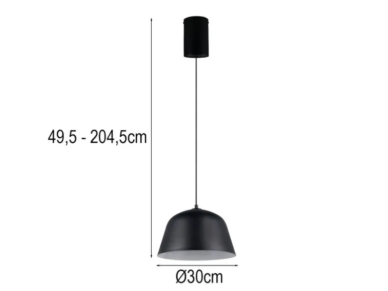LED Pendelleuchte 1-flammig aus Metall höhenverstellbar in Schwarz, Ø 30cm