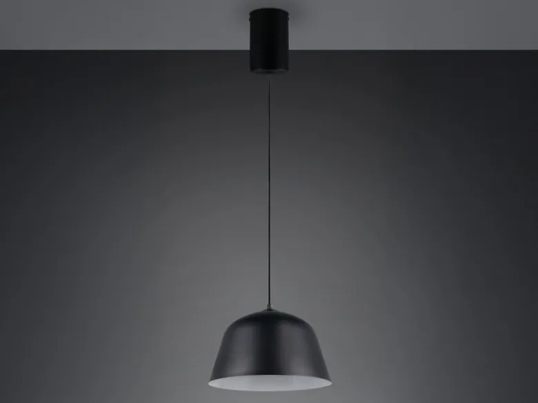 LED Pendelleuchte 1-flammig aus Metall höhenverstellbar in Schwarz, Ø 30cm