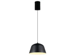 LED Pendelleuchte 1-flammig aus Metall höhenverstellbar in Schwarz, Ø 30cm