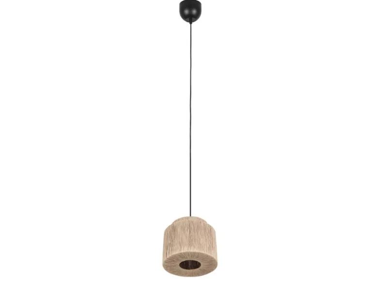 LED Pendelleuchte 1-flammig aus Jute Natur im Boho Stil, Ø 31cm