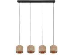 LED Pendelleuchte 4-flammig aus Jute Natur im Boho Stil, Breite 115cm
