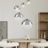 LED Pendelleuchte 5-flammig, Glaskugeln Chrom & Klarglas, Ø 65cm