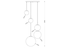 LED Pendelleuchte 5-flammig, Glaskugeln Chrom & Klarglas, Ø 65cm