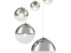 LED Pendelleuchte 5-flammig, Glaskugeln Chrom & Klarglas, Ø 65cm