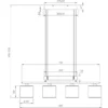 LED Pendelleuchte 4-flammig Grau höhenverstellbar mit Stoffschirmen, B: 80cm