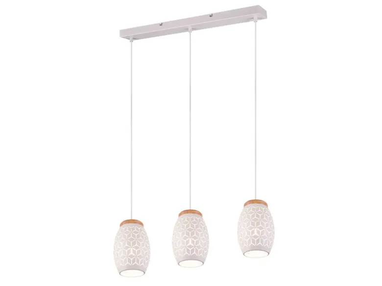 LED Pendelleuchte 3-flammig in Weiß mit ausgefallenem Stanzmuster, B: 71cm