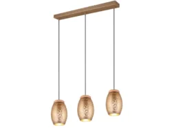 LED Pendelleuchte 3-flammig in Coffee mit ausgefallenem Stanzmuster, B: 71cm