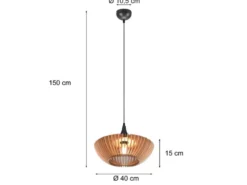 LED Pendelleuchte 1-flammig in Anthrazit & Naturholz Lamellenlampe, Ø 40 cm