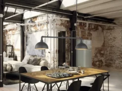 LED Pendelleuchte 2-flammig Industrial Style Schwarz Gold, Breite 87cm