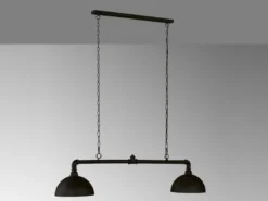 LED Pendelleuchte 2-flammig Industrial Style Schwarz Gold, Breite 87cm