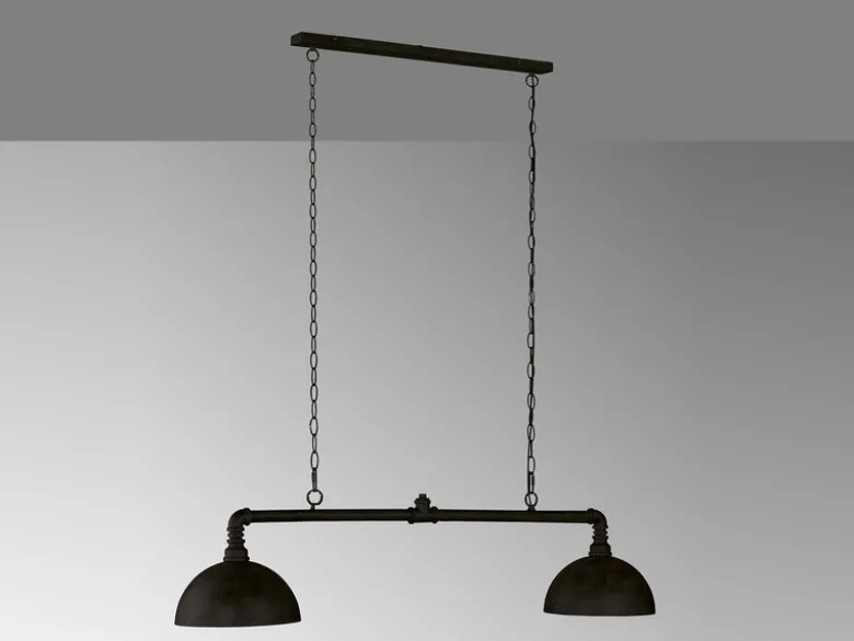 LED Pendelleuchte 2-flammig Industrial Style Schwarz Gold, Breite 87cm
