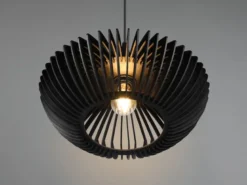 LED Pendelleuchte 1-flammig in Schwarz matt Holz Lamellenlampe, Ø 40 cm