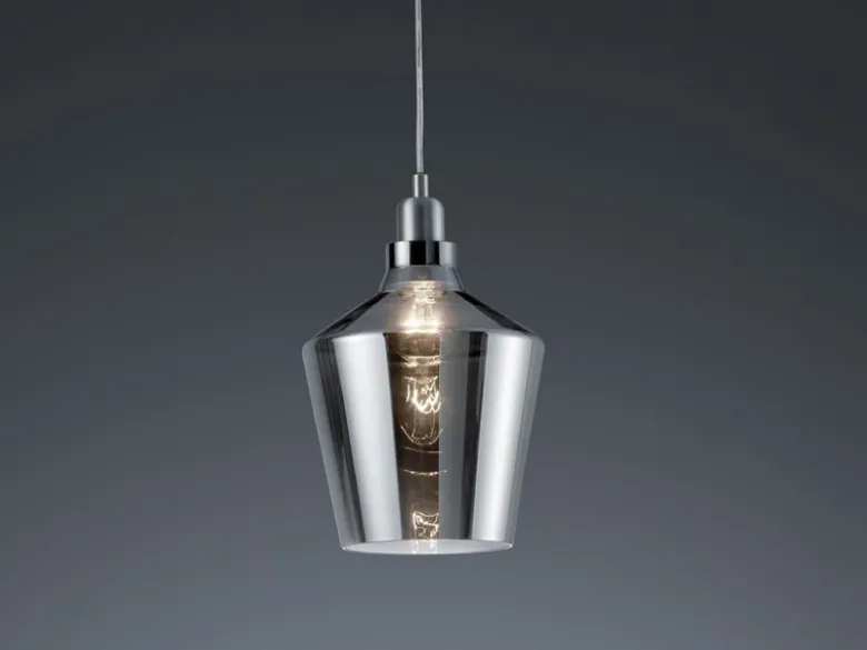 LED Pendelleuchte 1-flammig klein mit Rauchglas Lampenschirm, Ø 20cm
