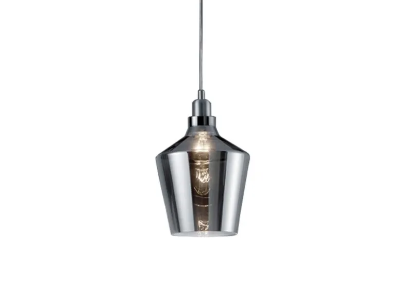 LED Pendelleuchte 1-flammig klein mit Rauchglas Lampenschirm, Ø 20cm