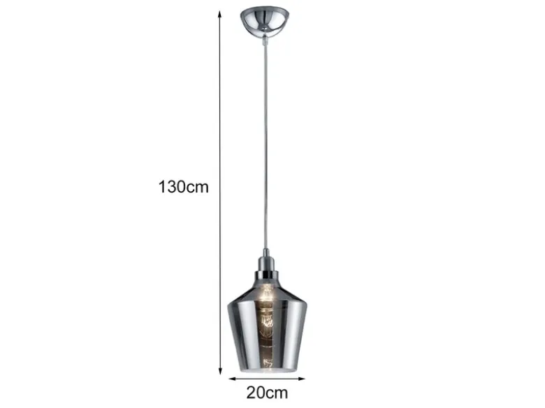 LED Pendelleuchte 1-flammig klein mit Rauchglas Lampenschirm, Ø 20cm