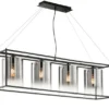 LED Pendelleuchte 4-flammig lang Schwarz mit Rauchglas, Breite 115cm