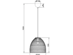 LED Pendelleuchte 1-flammig Lampenschirm Korbgeflecht aus Rattan, Ø 35cm