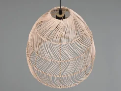 LED Pendelleuchte 1-flammig Lampenschirm Korbgeflecht aus Rattan, Ø 35cm