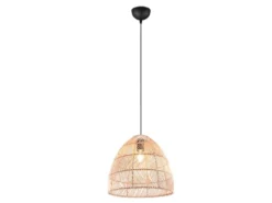 LED Pendelleuchte 1-flammig Lampenschirm Korbgeflecht aus Rattan, Ø 35cm