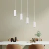 LED Pendelleuchte 4-flammig Metall Weiß, Breite 75cm