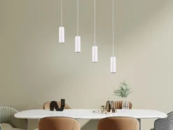 LED Pendelleuchte 4-flammig Metall Weiß, Breite 75cm